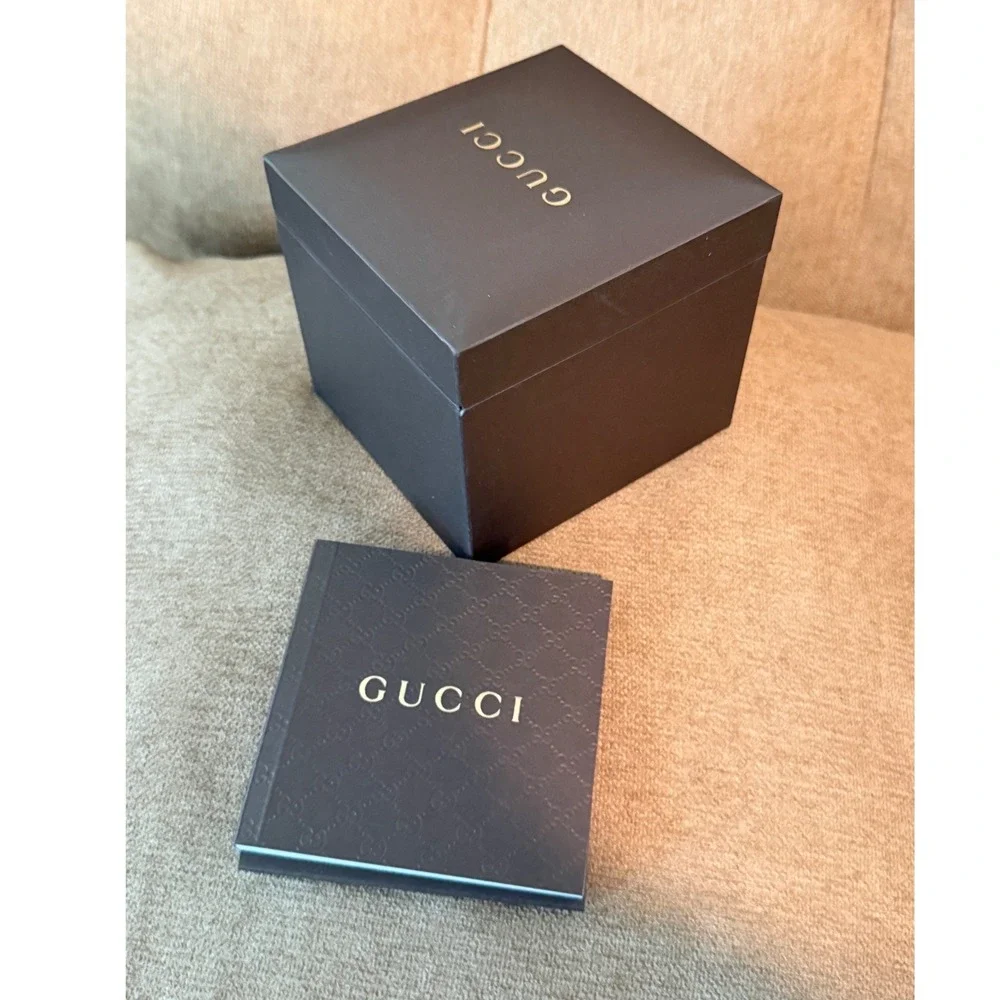 Gucci Brown Watch Presentation Box Empty with Pillow/Care Booklet Accessory Set